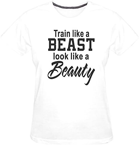 Dorahome Women's Train Like A Beast Look Like A Beauty Funny T-shirt (White Large)