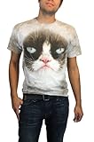 Grumpy Cat Face T-shirt -100% Pre-shrunk Hand Dyed Cotton Adult Tee