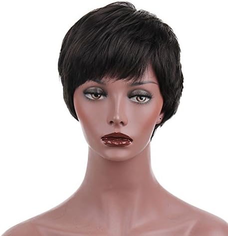 Kanuosi Short Pixie Cut Wig Short Synthetic Hair Wigs For Black Women Dark Brown Natural Black Color
