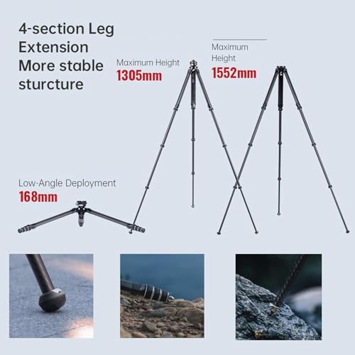 Falcam TreeRoot F38 Pro Carbon Tripod, 61 Inch Quick Release Travel Tripod with 360° Ball Head, 5 kg Load Capacity, F22 Interfaces, 1/4 Inch Screw, Strap Holes for DSLR, Mirrorless and Video Cameras