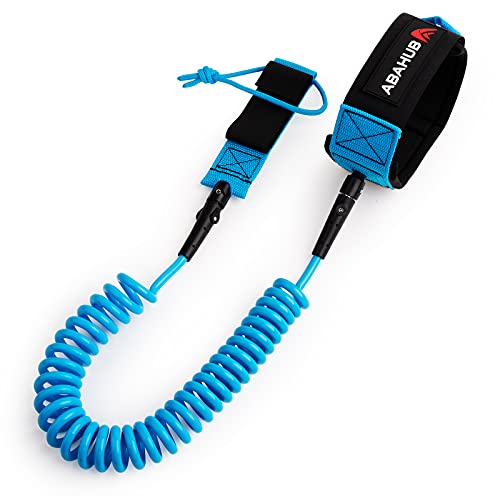 Abahub Premium Coil SUP Leash, 10 ft Coiled Paddle Board Leashes, 7.2mm Thick Legrope Strap for Longboard Surfboards, Stand-up Paddleboards, iSUP Replacement Leg Rope, 8 Colors…