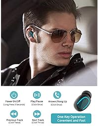 Auriculares inalámbricos Bluetooth 5.0 Auriculares intrauditivos inalámbricos TWS cancelación de ruido Auriculares Bluetooth 60H Tiempo de reproducción HD Hi Fi Sonido estéreo, micrófono incorporado con funda de carga de 2600 mAH