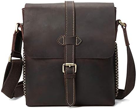 Aszhdfihas Crossbody Travel Messenger Bags Vintage Leather Shoulder Bag Men's Casual Business Crossbody Bag With Adjustable Strap for Work and School (Color : Coffee)