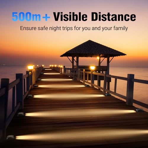 Quntis 8 x Outdoor Solar LED Step Lights Warm White Light 3000 K, Solar Stair Lights IP65 Waterproof, Solar Lamp for Ground Paths Sidewalks Garden Spotlights Solar Steps
