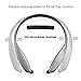 Bluetooth Headphones Headset Rymemo Wireless Earphones Auto Wire Retraction ( NO NEED CLICK BUTTON ) Metallic-feeling Surface Stereo Music Earbuds Sports Earpiece Vibration Neckband Style,Silver