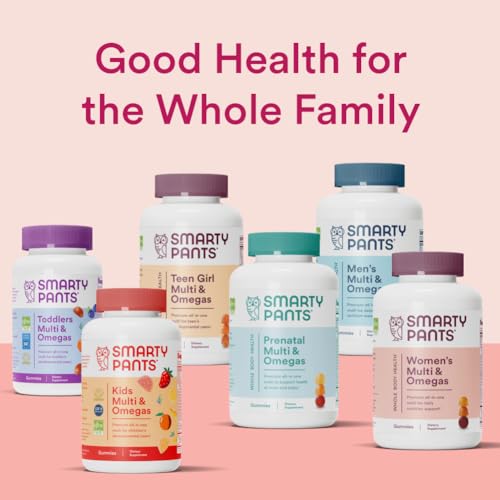 SMARTYPANTS TEEN GIRL MULTIVITAMIN GUMMIES: OMEGA 3 FISH OIL (EPA/DHA), VITAMIN C, D3, B12, VITAMIN A, K & ZINC, GLUTEN FREE, INCLUDES BIOTIN TO SUPPORT HAIR, SKIN & NAILS, 120 COUNT (30 DAY SUPPLY)