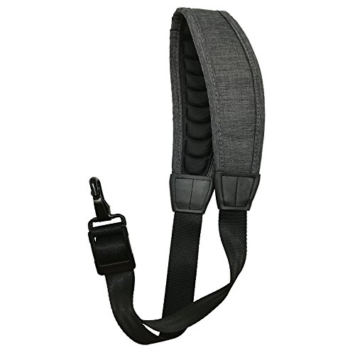 Xinlinke Saxophone Strap Alto Tenor Bari Soprano Sax Neck Strap Pressure Reducing Soft Padded with Metal Hook Grey