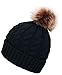 Women Beanie Winter Warm Hand Knitted Pom Pom Beanie Hat Black