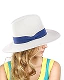 NYfashion101 Lightweight Solid Color Band Braided Panama Fedora Sun Hat