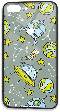 宇宙背景イラスト Iphone8 Plus ケース Iphone7 Plus カバー Tpu 強化ガラスケース かわいい おしゃれ 薄型 スマホケース 擦り傷防止 耐衝撃保護 B087z46txh 505円