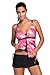 Women's Summer V-Neck Tankini Two-Piece Skirtini Swimsuits Swimwear by Hisweet