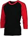 Angel Cola Men's Cotton Raglan 3/4 Sleeve Baseball T-shirt Jersey BLK/RED M