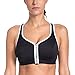 SYROKAN Women's High Impact Front Zip Wirefree Supportive Sports Bra Black & White 36C