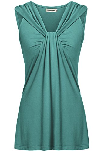 Nandashe Womens Summer Tunic Tanks Casual V Neck Cross-Front Twist Knot Sleeveless Shirt Tops