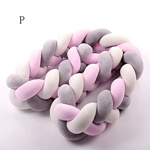 Auwer Sweet Baby Crib Bumper Knotted Braided Plush Nursery Cradle Decor Newborn Gift Pillow Cushion Junior Bed Sleep Bumper (P)