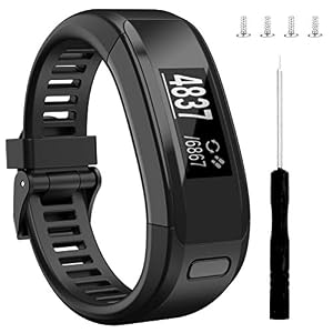 Image of Wizvv Compatible Bands Replacement for Garmin Vivosmart HR, with Metal Buckle Fitness Wristband Strapï¼ŒBlack