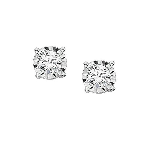 IGI Certified Solitaire 14k White Gold Round Diamond Stud Earrings Miracle Setting (Color KL, Color I2/I3) (Promo) (0.3 carats)