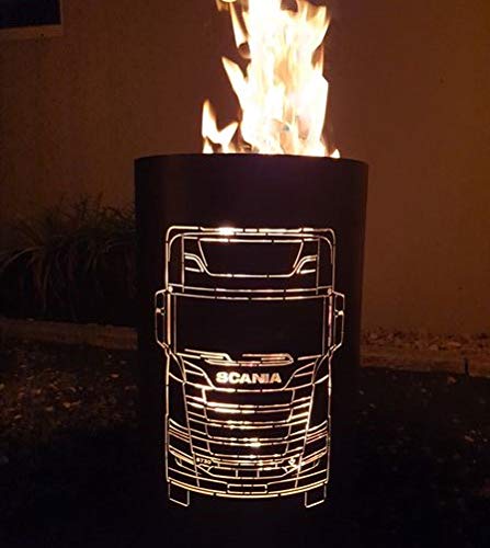 TiKo-Design Feuertonne - Lagerfeuertonne - Feuerkorb mit Scania Truck Motiv â Verleihen Sie Ihrem Garten EIN besonderes Ambiente für unvergessliche Abende mit ihren Trucker Freunden – Bild 3
