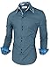 TAM WARE Mens Trendy Slim Fit Inner Checkered Button Down Shirt TWNMS323S-STEELBLUE-US M