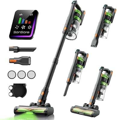 Aspirapolvere senza fili a batteria, 600 W/50000 Pa/65 min, con display HD, aromaterapia, anti capelli, ultra silenzioso, per peli di animali, tappeti, pavimenti duri, auto