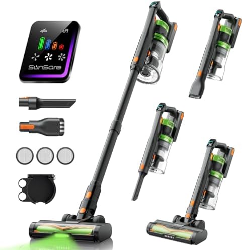 Aspirapolvere senza fili a batteria, 600 W/50000 Pa/65 min, con display HD, aromaterapia, anti capelli, ultra silenzioso, per peli di animali, tappeti, pavimenti duri, auto