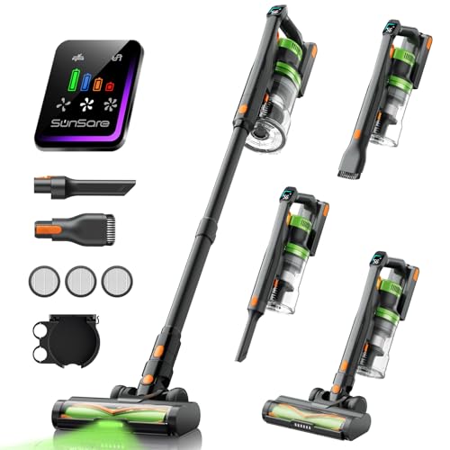 Aspirapolvere senza fili a batteria, 600 W/50000 Pa/65 min, con display HD, aromaterapia, anti capelli, ultra silenzioso, per peli di animali, tappeti, pavimenti duri, auto
