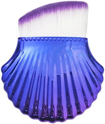 Highpot Seashell Shaped Makeup Brush Set High Density Soft Bristles Powder Foundation Blush for Foundation Blending Blush Concealer (A, Purple)