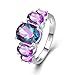Psiroy 925 Sterling Silver Plated Created Rainbow Topaz Filled 5 Stone Engagement Ring Band Size 6