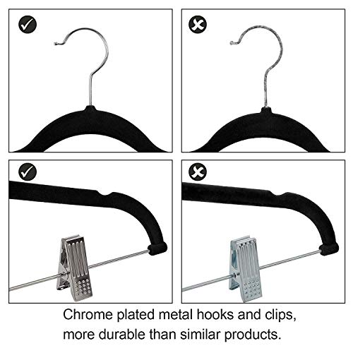 Fayleeko Velvet Skirt Hangers Clothes with Clips Ultra Thin Non Slip 20 Pack Velvet Pants Hangers Space Saving Clothing Hanger