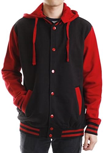 Paris Says Men's Classic Varsity Fleece Jacket with Detachable Hood