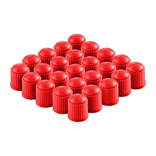 image for Valve-Loc Tire Valve Caps (25-Pack) Red, Universal Stem Covers for Car