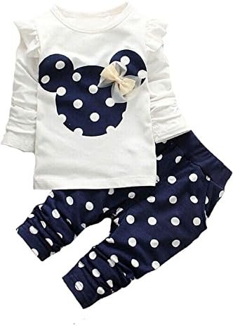 2016 Kids Clothes Girls Baby Long Sleeve Shirt Pants Outfits Clothing Set(Blue,2T)
