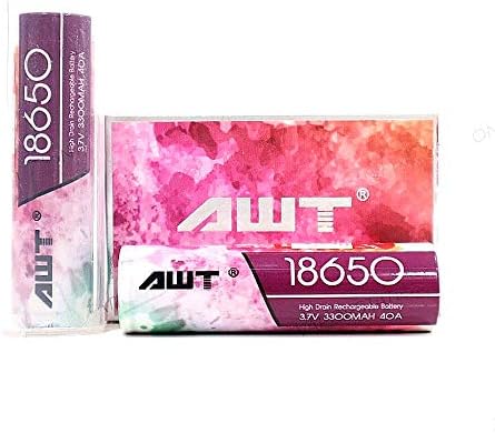 Original AWT IMR 3300mah 40A 3.7v Rechargeable High Drain Li-ion Flat Top Batteries (2 Pcs)