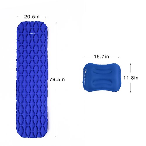 MOON LENCE Sleeping Pad with Camping Pillow for Camping Backpacking Ultralight Compact Air Pad Inflatable Lightweight Sleeping Mat Portable Outdoor Hiking Mattress ...