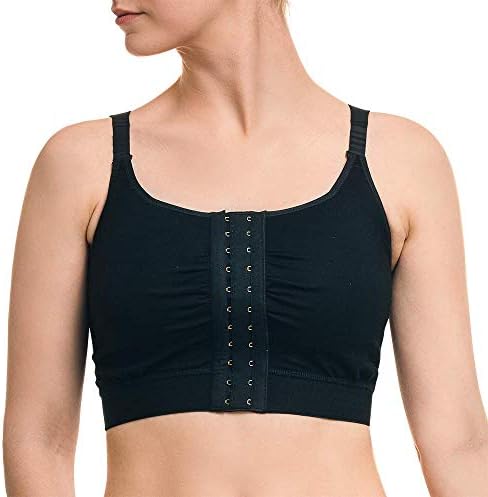 Post Surgery Patented Essential Recovery Bra w Adjustable Front Closure Black