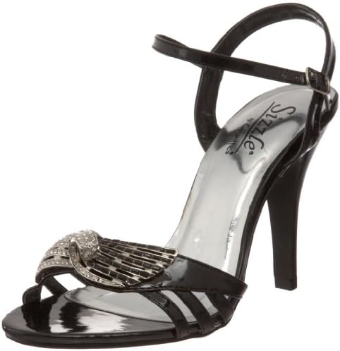 Sizzle by Coloriffics Women's Lisbon Ankle-Strap Sandal,Black,9 M US