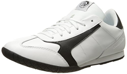 Diesel Men's Claw Action S-Actwings Leather Fashion Sneaker, White/Black, 10 M US