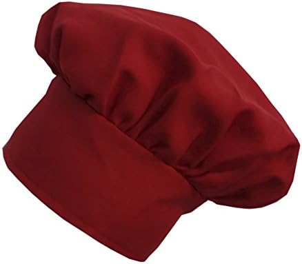 Chefskin Red Chef Mushroom Hat Adult Fits Most Adults Adjustable Velcro, Light Twill Fabric Top Quality Hat