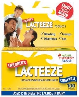 Lacteeze Childrens 100 chewable tablets Strawberry by Gelda Scientific