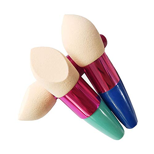 3pcs Cosmetic Makeup Blender Sponges Foundation Beauty Cosmetics Egg Puff Sponge Foundation Blenders Makeup Egg Sponge Foundation Blender With The Handle(3pcs Green+Rose+Blue) - Thumbnail 6