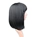 Fani Wigs Short Bob Wig For Women With Free Wig Cap Yaki Straight Synthetic Wigs Flat Bangs Wig Black Color Cospaly Wigs