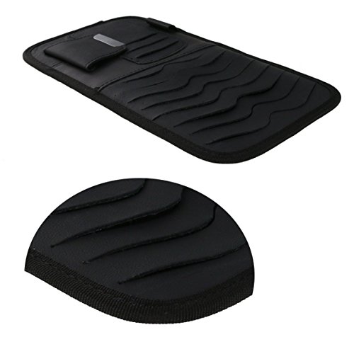 SunTrade Car Universal Sun Visor Organizer Pocket Storage Pouch,CD Sunglasses Visor Organizer,PU Leather(Style 1, Black)