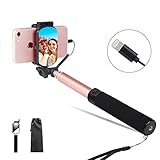 Lepamor Wired Selfie Stick with Mirror for Rear Camera No Battery Charging Portable for iPhone X, iPhone 8, iPhone 8 Plus, iPhone 7, iPhone 7 Plus, iPhone 6s, iPhone 6s Plus, iPhone 6, iPhone 6 Plus