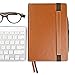 RICCO BELLO Primo Hardcover Ruled Journal Notebook – Vegan Friendly Faux Leather, Elastic Band Closure, Pen Loop, Bookmark, Storage Pocket, Thick Paper - 5.7 x 8.4 inches (Brown)