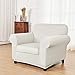 CHUN YI Stretch Sofa Slipcovers 2-Piece Couch Cover Furniture Protector Arm Chair Loveseat Coat Soft High Elastic Material, Checks Spandex Rhombus Fabric(Small,Cream White)