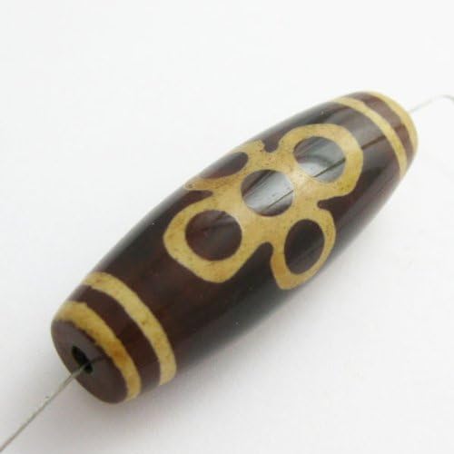 Carnelian dZi Bead - Olive Shape with 5-Eyes Bolt Totem (Sold Per Piece)