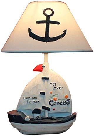 MUTANG Creative Resin Sailing Table Lamp with Piggy Bank Mediterranean Style Decorative Table Lamp Crafts Piggy Bank Desk Lamp for Boy Girl Birthday Present