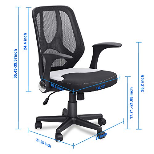 mysuntown Mid-Back Office Mesh Chair,Task Chair with Adjustable Height & Flip-Up Armrests, Executive Swivel Chair, Black