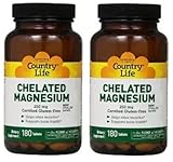 Country Life - Chelated Magnesium, 250 mg, 180 tablets (2 Pack)
