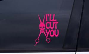 Amazon.com : I'LL CUT YOU hairdresser vinyl decal 4"x5.5" PINK Free